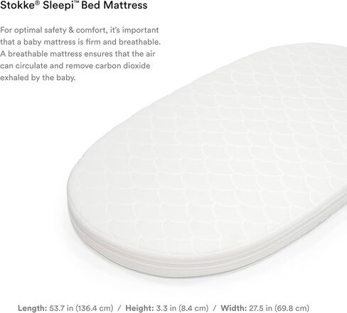 مرتبة Stokke Sleepi Mini، باللون الأبيض - طبقات من شبكة ثلاثية الأبعاد قابلة للتنفس من أجل نوم آمن - توفر الراحة والدعم للأطفال - قابلة للغسل in Kuwait