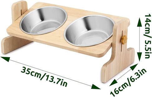واومي اوعية مرتفعة للقطط والكلاب الصغيرة، حامل مرتفع مع وعاءين من الستانلس ستيل - مائلة بزاوية 15 درجة in Kuwait