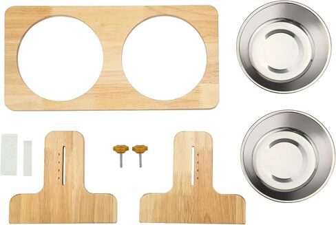 واومي اوعية مرتفعة للقطط والكلاب الصغيرة، حامل مرتفع مع وعاءين من الستانلس ستيل - مائلة بزاوية 15 درجة in Kuwait