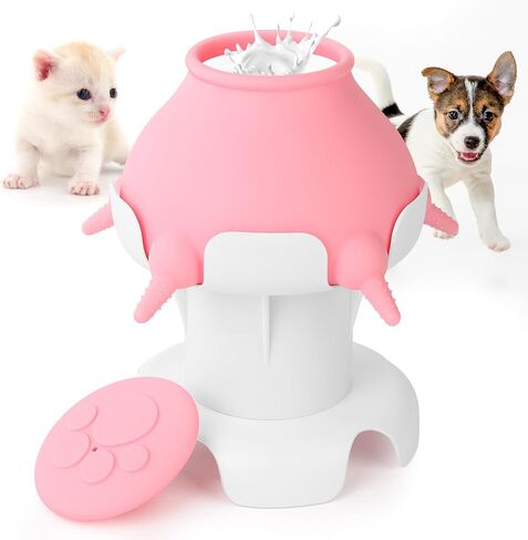 Pet Nipple Milk Bowl- Kitten Puppy Milk Feeder,Silicone Milk Feeder with 4 Nipples, Nursing Station Feeders for Multiple Puppies Kittens, Nursing Bubble Milk Feeder for Cat Puppy Kitten Dog(300ml) in Kuwait