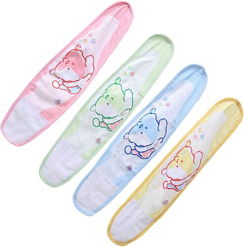 Artibetter 4pcs Baby Infant Umbilical Cord Adjustable Baby Cotton Belly Band Cartoon Soft Newborn Navel Belt Umbilical Cord Belly Band (Mixed Color) in Saudi Arabia