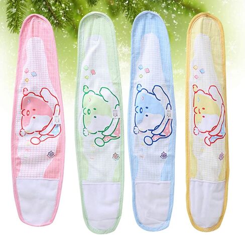 Artibetter 4pcs Baby Infant Umbilical Cord Adjustable Baby Cotton Belly Band Cartoon Soft Newborn Navel Belt Umbilical Cord Belly Band (Mixed Color) in Saudi Arabia