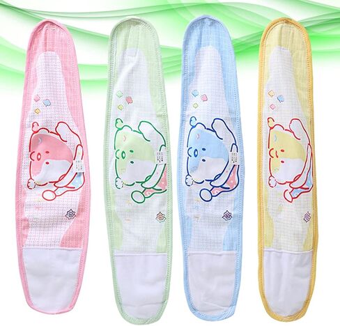 Artibetter 4pcs Baby Infant Umbilical Cord Adjustable Baby Cotton Belly Band Cartoon Soft Newborn Navel Belt Umbilical Cord Belly Band (Mixed Color) in Saudi Arabia