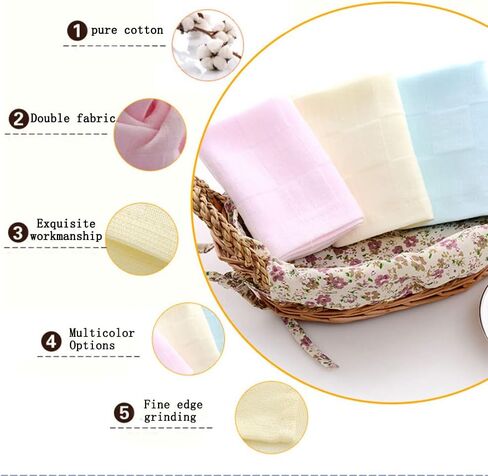 8 قطع من مناشف الأطفال الناعمة من قماش الموسلين للأطفال قابلة لإعادة الاستخدام، مناشف أطفال ممتازة فائقة النعومة والامتصاص لحديثي الولادة للجنسين، 25 × 25 سم in Kuwait