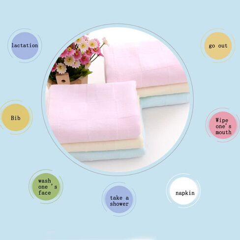 8 قطع من مناشف الأطفال الناعمة من قماش الموسلين للأطفال قابلة لإعادة الاستخدام، مناشف أطفال ممتازة فائقة النعومة والامتصاص لحديثي الولادة للجنسين، 25 × 25 سم in Kuwait