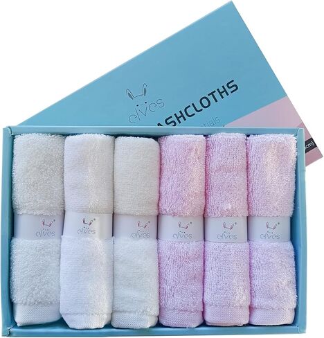 قماش الوجه الفاخر من ألياف الخيزران من إلفيس - مناديل ناعمة للبشرة الحساسة للأطفال والكبار - ملابس غسيل عضوية مقاس 25.4 سم × 25.4 سم - منشفة وجه لإزالة المكياج قابلة لإعادة الاستخدام - مجموعة من 6 قطع (رمادي) in Kuwait