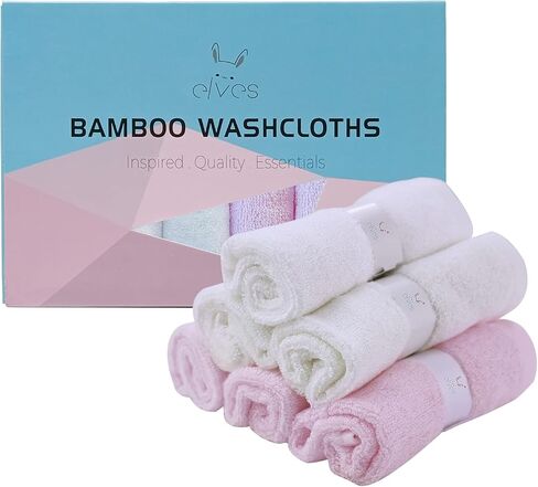 قماش الوجه الفاخر من ألياف الخيزران من إلفيس - مناديل ناعمة للبشرة الحساسة للأطفال والكبار - ملابس غسيل عضوية مقاس 25.4 سم × 25.4 سم - منشفة وجه لإزالة المكياج قابلة لإعادة الاستخدام - مجموعة من 6 قطع (رمادي) in Kuwait