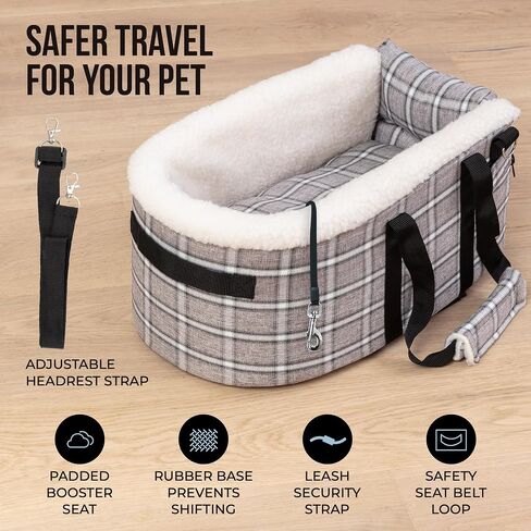 Dog Booster Seat - Center ArmRest Car Seat Lets Small Dogs or Pets Safely Ride in The Front, Back or Middle Seats of Cars or SUVs - Up to 13lbs in Saudi Arabia