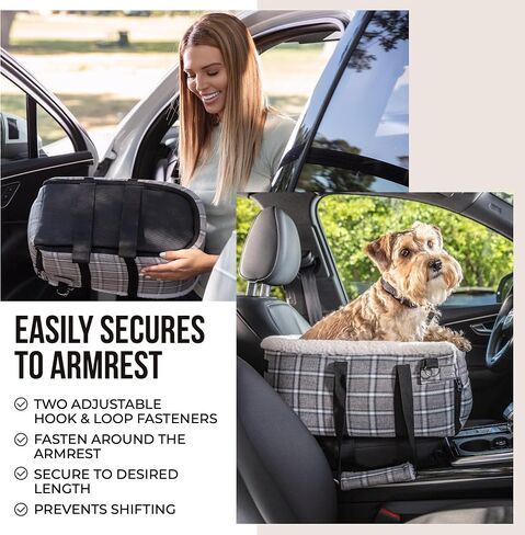 Dog Booster Seat - Center ArmRest Car Seat Lets Small Dogs or Pets Safely Ride in The Front, Back or Middle Seats of Cars or SUVs - Up to 13lbs in Saudi Arabia