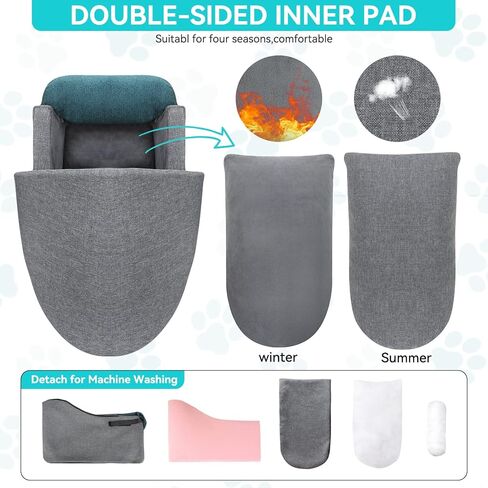 هيفوار مقعد معزز للسيارة للحيوانات الاليفة، مقعد معزز لمسند الذراع للكلاب الصغيرة للسيارة، وحدة التحكم الوسطى مقعد السيارة للكلاب، مقعد الكلب (رمادي + ازرق (مع الجزء العلوي)) in Kuwait