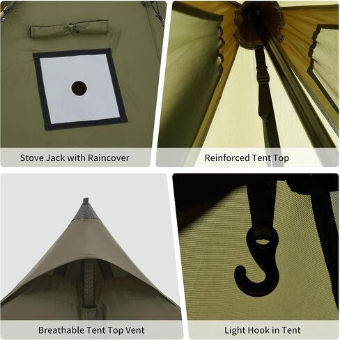 خيمة Naturehike الساخنة مع جاك موقد، خيمة Teepee، خيمة 4 مواسم لمدة 2-4 أشخاص، خيمة شتوية مضادة للرياح والثلوج للتخييم in Kuwait