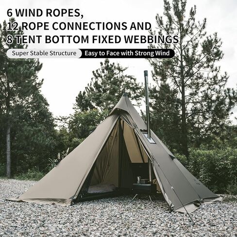 خيمة Naturehike الساخنة مع جاك موقد، خيمة Teepee، خيمة 4 مواسم لمدة 2-4 أشخاص، خيمة شتوية مضادة للرياح والثلوج للتخييم in Kuwait