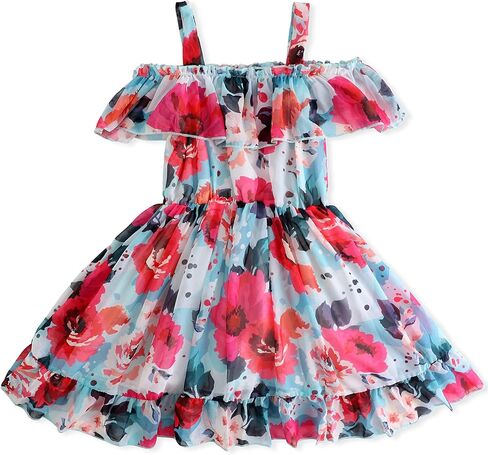 Baby Toddler Girls Dresses Chiffon Off Shoulder Flower Dress Baby Girl Clothes Summer Outfits 1-7 Years in Saudi Arabia