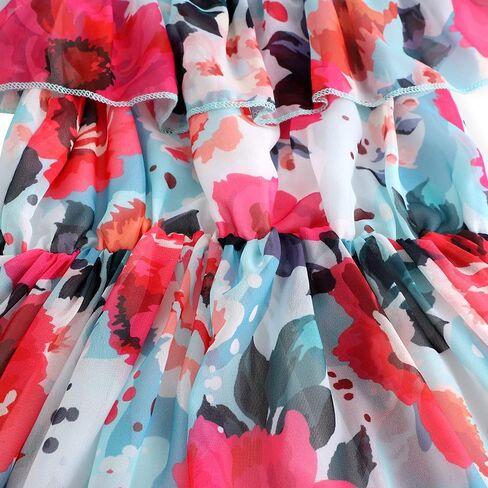 Baby Toddler Girls Dresses Chiffon Off Shoulder Flower Dress Baby Girl Clothes Summer Outfits 1-7 Years in Saudi Arabia