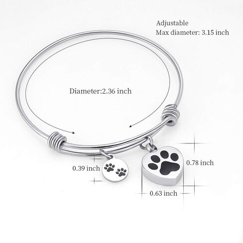 Always in My Heart Expandable cuffCremation Bracelet for Ashes Dog Cat Paw Prints Pet Memorial Urn Jewelry in Kuwait