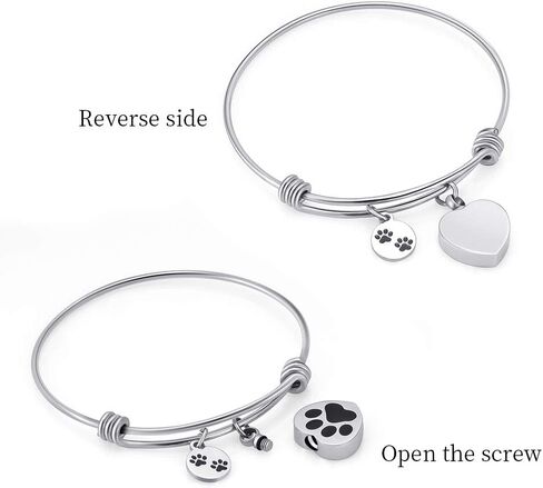 Always in My Heart Expandable cuffCremation Bracelet for Ashes Dog Cat Paw Prints Pet Memorial Urn Jewelry in Kuwait