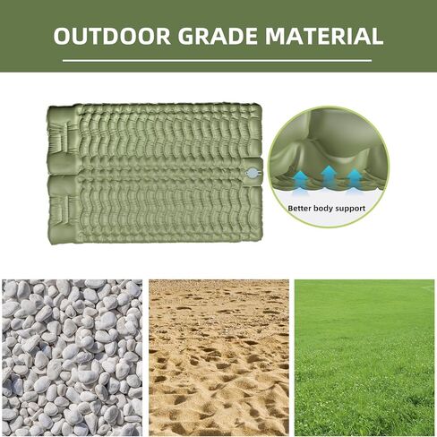 Double Sleeping Pad for Camping, Self-Inflating Sleeping Mat with Built-in Foot Pump, Air Mattress with Pillows, Foldable Camping Sleeping Pad for Hiking, Backpacking, Traveling (Blue) in Kuwait