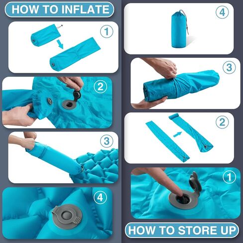 وسادة نوم AIRELAX للتخييم، سجادة نوم خفيفة الوزن وصغيرة الحجم قابلة للنفخ، مثالية للتخييم، وحقيبة الظهر، والمشي لمسافات طويلة، وحقيبة النوم، وسرير الأطفال، بني in Kuwait