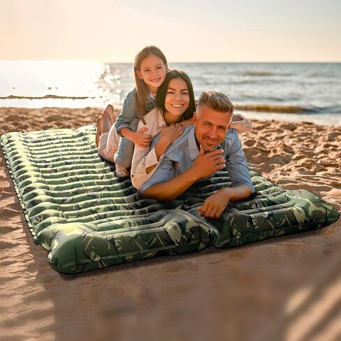 ثانكو 2 وسادة نوم مزدوجة بطبعة الجيش، وسادة نوم مموهة للتخييم لشخصين، وسادة نوم ذاتية النفخ، مرتبة هوائية للتخييم، وسادة تخييم قابلة للنفخ بضغط القدم in Kuwait