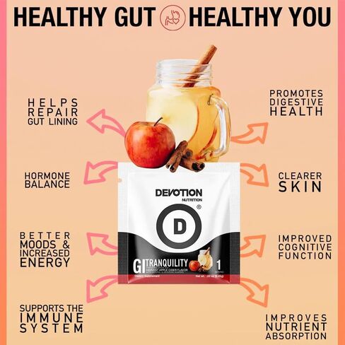 Devotion Nutrition - GI Tranquility, Digestive Health Supplement - Gut Health Support with Glutamine, Slippery Elm Bark, Licorice Root, Zinc, Aloe Vera - 30 Servings (Harvest Apple Cider) in Saudi Arabia