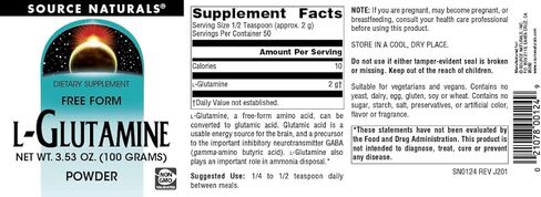 Source Naturals L-Glutamine, Free Form Amino Acid That Supports Metabolic Energy* - 16 oz Powder in Saudi Arabia