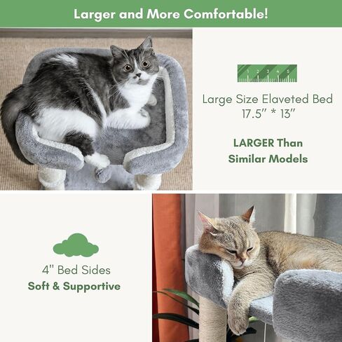 Petfelix Small Cat Tree with 20" Cat Scratching Post, Elevated Cat Bed, Cat Hammock Bed, Small Cat Tower Hammock, Cat Scratching Posts for Indoor Cats in Kuwait