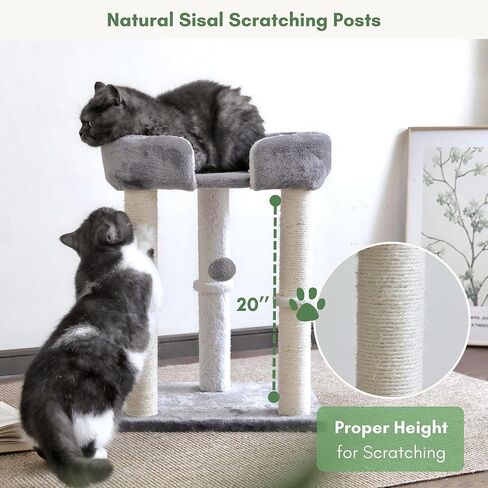 Petfelix Small Cat Tree with 20" Cat Scratching Post, Elevated Cat Bed, Cat Hammock Bed, Small Cat Tower Hammock, Cat Scratching Posts for Indoor Cats in Kuwait