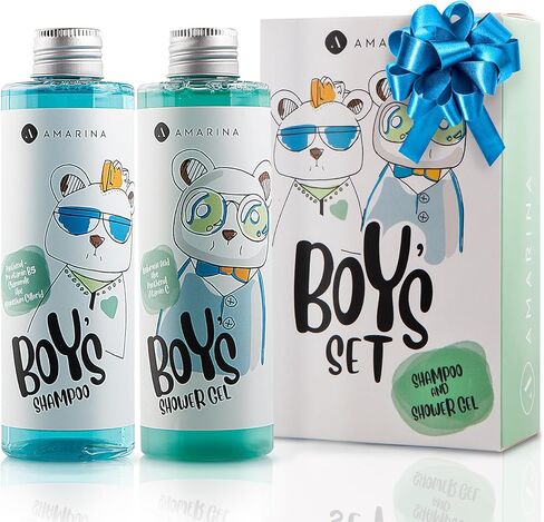Amarina Kids Boys Shampoo & Shower Gel Set for Healthier Skin and Hair of Children, Baby and Teenagers; with Panthenol, Aloe, Vitamin C, Hyaluronic Acid & Chamomile; Paraben Free in Kuwait