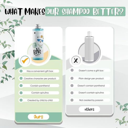 Amarina Kids Boys Shampoo & Shower Gel Set for Healthier Skin and Hair of Children, Baby and Teenagers; with Panthenol, Aloe, Vitamin C, Hyaluronic Acid & Chamomile; Paraben Free in Kuwait