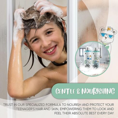 Amarina Kids Boys Shampoo & Shower Gel Set for Healthier Skin and Hair of Children, Baby and Teenagers; with Panthenol, Aloe, Vitamin C, Hyaluronic Acid & Chamomile; Paraben Free in Kuwait