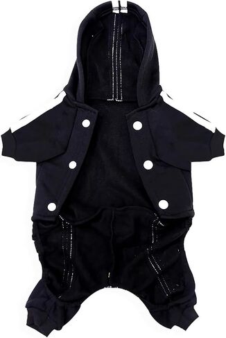 Weowin Pet Outfit - Cute Dog Hoodie Tracksuit Sweater Winter Clothes Pajamas Jumpsuit 4-Legs Black for Puppy Small Medium Large Dogs Girl or Boy (XX-Small) in Kuwait