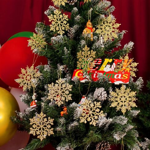 36 حزمة من البلاستيك الأبيض ندفة الثلج الحلي زينة عيد الميلاد الشتاء، معلقة زينة ندفة الثلج لشجرة عيد الميلاد العجائب في فصل الشتاء in Kuwait