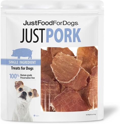 JustFoodForDogs مكافآت صحية للكلاب، لحم خنزير، مكون واحد، صنع في الولايات المتحدة الأمريكية، 5 أونصة in Kuwait