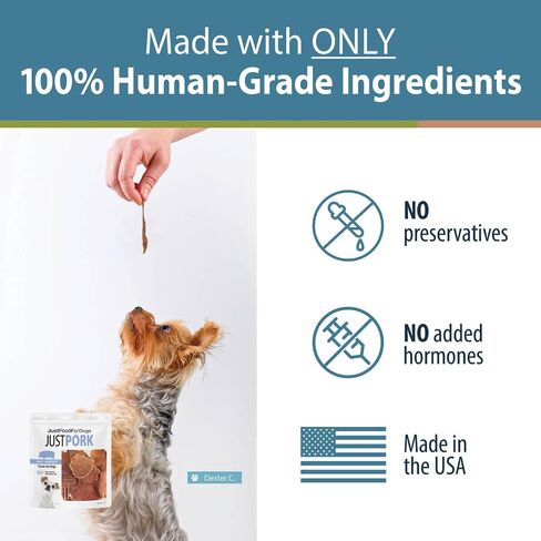 JustFoodForDogs مكافآت صحية للكلاب، لحم خنزير، مكون واحد، صنع في الولايات المتحدة الأمريكية، 5 أونصة in Kuwait