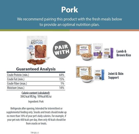 JustFoodForDogs مكافآت صحية للكلاب، لحم خنزير، مكون واحد، صنع في الولايات المتحدة الأمريكية، 5 أونصة in Kuwait