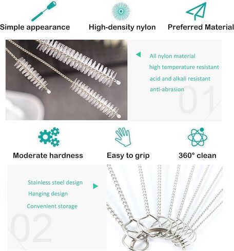 فرشاة فلتر حوض السمك ZLMC فرشاة طويلة مرنة ذات شعيرات مزدوجة خرطوم منظف الأنابيب لخزان الأسماك أو المطبخ المنزلي in Kuwait