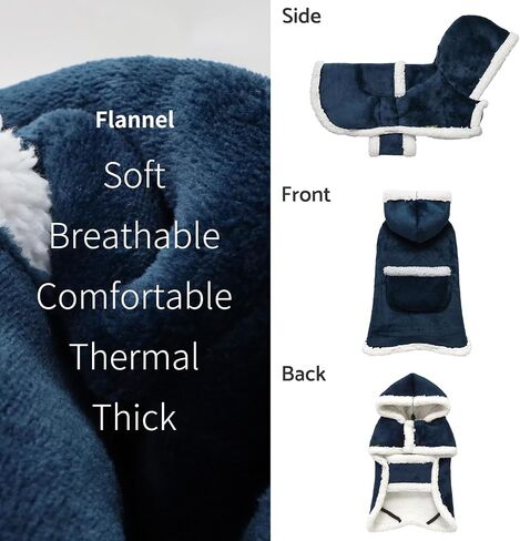 Fitwarm Flannel Dog Blanket Coat, Thermal Dog Clothes for Small Dogs Girl, Pet Winter Jacket, Cat Outfit, Burgundy Red, XS in Saudi Arabia