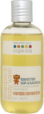 شامبو ناتشرز بيبي، غسول الوجه والجسم، 8 أونصة - مصمم للبشرة التي تعاني من مشاكل وحساسة، درجة حموضة محايدة. خالٍ من الكبريتات أو العطور الصناعية - الفانيليا واليوسفي in Kuwait
