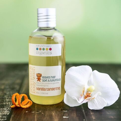 شامبو ناتشرز بيبي، غسول الوجه والجسم، 8 أونصة - مصمم للبشرة التي تعاني من مشاكل وحساسة، درجة حموضة محايدة. خالٍ من الكبريتات أو العطور الصناعية - الفانيليا واليوسفي in Kuwait