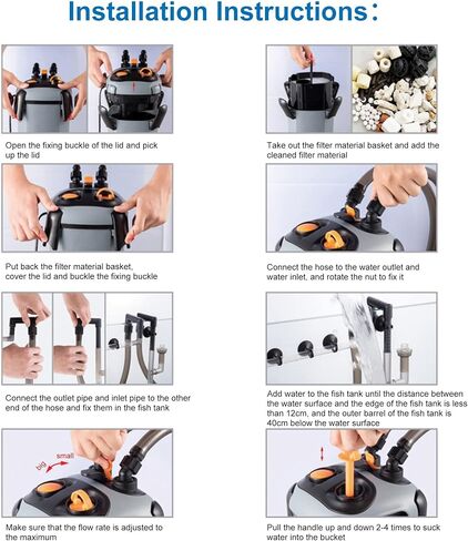 SUNWEN Aquarium External Ultra-Quiet Canister Filter, Fish Tank Water Circulation Filters with Filters Media 171/225/266/317/397 GPH in Kuwait
