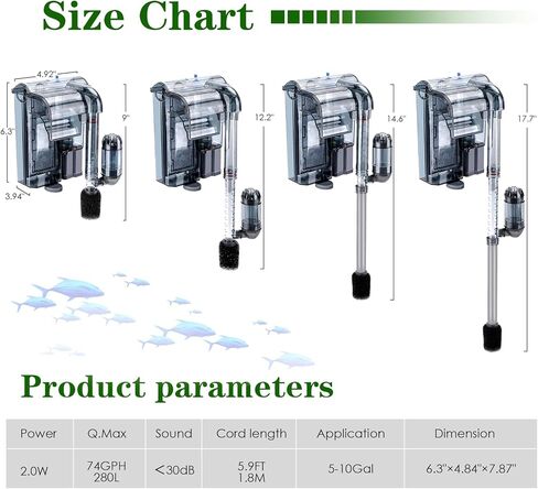 AQQA Replacement Aquarium Filter Cartridges 1 box/6pcs in Kuwait