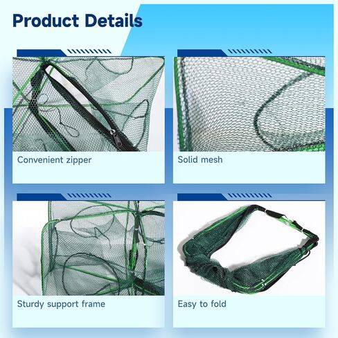 مجموعة مصائد شبكة صيد ذكية، مصائد سرطان البحر الاسطوانية السداسية الاسطوانية الكل في واحد، شبكة صيد لصيد جراد البحر، مصائد شبكية لصيد السمك وجراد البحر، ملحقات صيد محمولة قابلة للطي in Kuwait