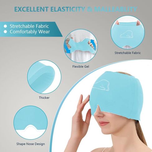 قبعة الصداع النصفي، عبوة ثلج للصداع، غطاء رأس ناعم ومريح للرجال والنساء in Kuwait