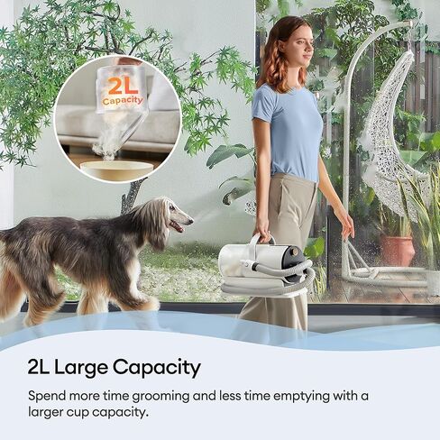 مكنسة ألتينيك للعناية بالكلاب ومجفف شعر الكل في واحد لتساقط الشعر، مجموعة أدوات للعناية بالحيوانات الأليفة 6 في 1 مع كوب غبار سعة 2 لتر، مناسبة للكلاب والقطط in Kuwait