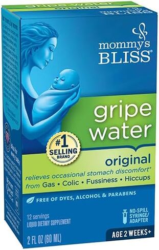 Mommy's Bliss Original Gripe Water، تخفيف الغازات والمغص، لطيف وآمن، مصنوع للرضع، من عمر أسبوعين فما فوق، 2 أونصة سائلة (4 عبوات) in Kuwait