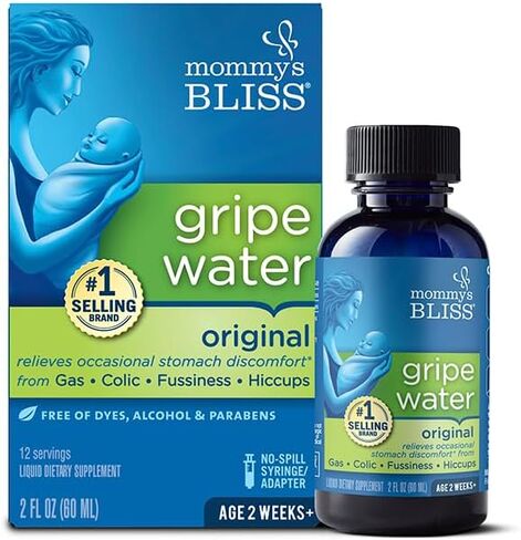 Mommy's Bliss Original Gripe Water، تخفيف الغازات والمغص، لطيف وآمن، مصنوع للرضع، من عمر أسبوعين فما فوق، 2 أونصة سائلة (4 عبوات) in Kuwait