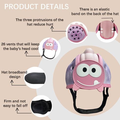 Baby Helmet for Crawing Walking,Soft Infant Safety Helmet,Baby Helmet 1-2 Years for Anti-Fall Head Protector,Adjustable, Breathable in Saudi Arabia