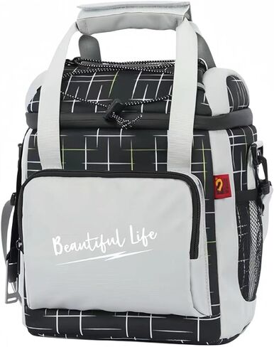 حقيبة غداء Jkzvicis، حقيبة تبريد ناعمة، مبرد غداء معزول مع أشرطة كتف قابلة للتعديل، أكياس تبريد غداء قابلة للطي معزولة، حقيبة تبريد مع فتاحة زجاجات، مناسبة للسفر والتخييم والنزهات in Kuwait