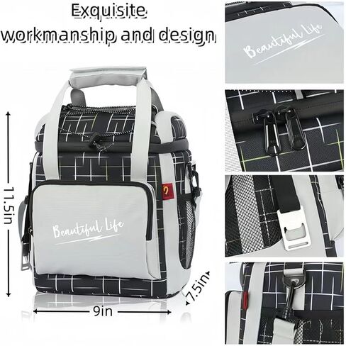 حقيبة غداء Jkzvicis، حقيبة تبريد ناعمة، مبرد غداء معزول مع أشرطة كتف قابلة للتعديل، أكياس تبريد غداء قابلة للطي معزولة، حقيبة تبريد مع فتاحة زجاجات، مناسبة للسفر والتخييم والنزهات in Kuwait