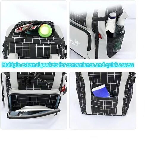 حقيبة غداء Jkzvicis، حقيبة تبريد ناعمة، مبرد غداء معزول مع أشرطة كتف قابلة للتعديل، أكياس تبريد غداء قابلة للطي معزولة، حقيبة تبريد مع فتاحة زجاجات، مناسبة للسفر والتخييم والنزهات in Kuwait